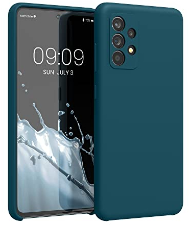 kwmobile Hülle kompatibel mit Samsung Galaxy A52 / A52 5G / A52s 5G Hülle - Silikon Handy Case - Handyhülle weiche Oberfläche - kabelloses Laden - Petrol matt