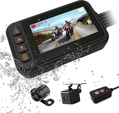 OBEST Dashcam Moto Caméra de Bord Étanche à Double 720P HD Lentille,3,0 Pouces IPS Écran,Dashcam Avant Et Arrière 120 Grand Angle, Enregistrement en Boucle, Surveillance du Stationnement