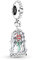 Lkwidi Charme Die Schöne und das Biest Verzauberte Rose Dangle Charms-Anhänger 925 Sterling Silber Charm Bead Pendant für Europäische Armbänder und Halsketten