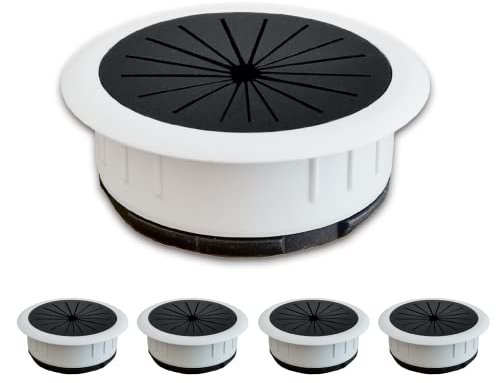 4 Stück Schreibtischösen, weiße Gummitüllen für Verkabelung, 50 mm Kabeldurchführung, Schreibtischlochabdeckung