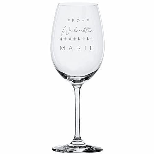 KT-Schmuckdesign Weinglas Leonardo - Frohe Weihnachten Girlande mit Wunschtext - Geschenkidee Tischdeko Advent Rotwein Weißwein