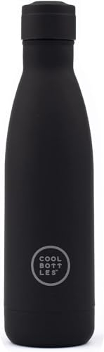 Cool Bottles - Botella de Agua de Acero Inoxidable - 350 ml - Mono Black - 23,5 x 7 cm - Botella Térmica Hermética - Bebidas Frías 36 Horas y Calientes 18 Horas - Triple-Cool Technology - Libre de BPA