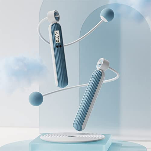 Springseil mit Zähler,Gewichtetes Speed Rope Springseil Erwachsene mit Kalorienzähler zum Abnehmen,Verstellbare Skipping Rope mit Anti-Rutsch Griffe,schnurloses Springseil für Anfänger/Profis (blau)