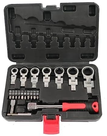 Flex Head Ratchet Wrench Set, 8mm-19mm 20Pcs Changeable Torx Head Wrench Ratchet Screwdriver Multi Tool Set with Case
