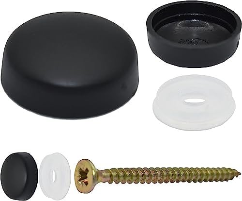 Ex Large SNAP-ON Two Piece Dome Black Matt Screw Cover Caps With CSK Bases Pack of 50