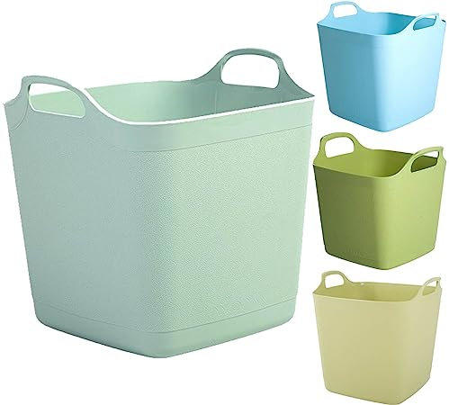 ARUUJ - 40L Square Flexi Tub - Large Flexible Storage Bucket, Horse Feed Container - Handled Indoor Plastic Trug, Laundry Toys Kitchen Basket, Rubble Container, Garden Lightweight Tubs, 40 Litre
