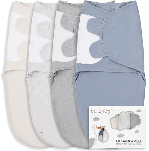 Mama Cheetah Baby Swaddle Blanket Easy Swaddle Sleep Sack, Adjustable Swaddle Wrap, Infant and Newborn Swaddles, Babies Boy Girl (0-3 Month), 4 Pack Organic Cotton, Melange