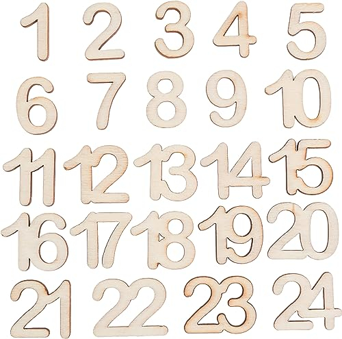 VBS Adventszahlen 1-24 Natur 2cm Bemalt Adventskalender Advent Vorweihnachtszeit Kalender basteln
