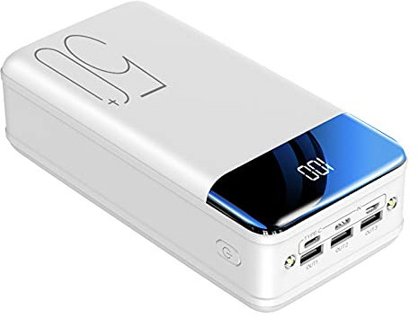 40000mAh Power Bank for Outdoor Camping 2.1A High-Speed Charging Portable Charger External Battery with LED Display for phones Tablets(Size:Black,Color:400000Mah)