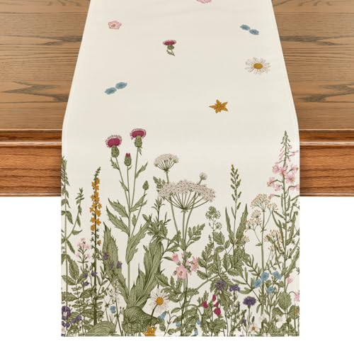 Artoid Mode Antike Kräuter Wilde Blumen Herbst Tischläufer, Saisonnal Küche Tisch Dekoration Drinnen Urlaub Party Dekor 40x140 cm