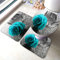 Set 3 Teilig Badvorleger Blume: Blaugrüne, Blaue Rose, Schwarze Und Weiße Blume Badgarnitur Badematten Anti-Rutsch Konturmatte, Für Spa, Badewanne