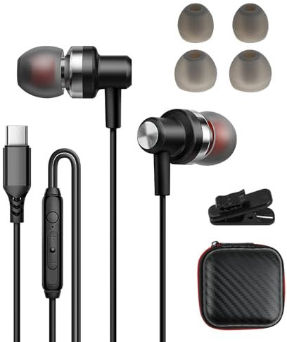 Auriculares USB C Clydewy para Samsung Galaxy S22 S23 S24 Ultra A54 iPhone 15 Pro Max