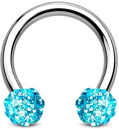 Stachelkleid Horseshoe Piercing Surgical Steel 316L Septum Ring Ferido Stone Crystal Ball 1.2 mm Ear Nose Piercing Nipple Intimate Silver Glitter Tragus Helix Colours Internal Thread, 1,2 mm