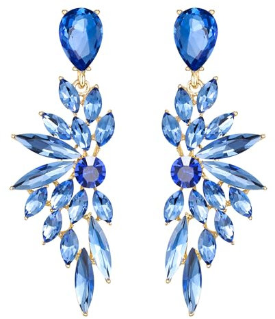 Clearine Boucles d'oreilles de mariage mariée cristal larme marquise cluster bling pendantes boucles pour femmes, Cristal