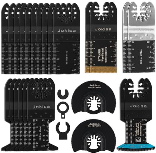 27tlg Multitool Sägeblätter für Holz Kunststoff Metall, Mehrfachwerkzeug Zubehör Set Oszillierendes Sägeblatt für Ryobi, Milwaukee, Bosch, Dremel, Dewalt, Rockwell, Makita und Mehr