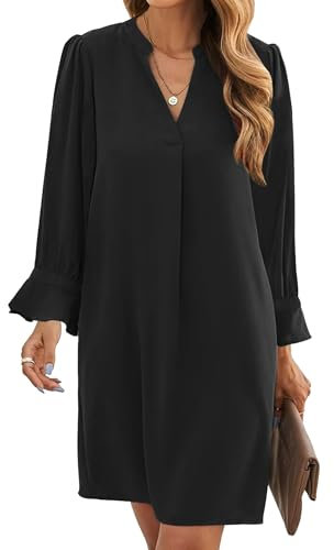 Famulily Women's Beach Dresses Relaxed Fit V Neck Dress Baggy Going Out Dresses for Women Black XL