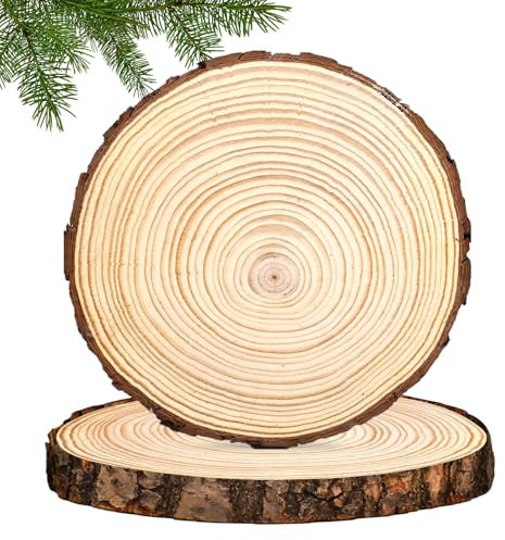 Disques De Bois Brut Naturel, 2 Pièces 30 cm Rondin De Bois Sans Trou, Tranches De Bois Naturel, Disques En Bois, Disque Rondelles En Bois, Tranches De Planche Bois Brut Pour Travaux Manuels, Noël