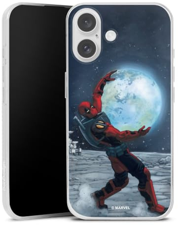 Slim Case kompatibel mit Apple iPhone 16 Silikon Handyhülle transparent Hülle extra dünn Deadpool Mond Marvel