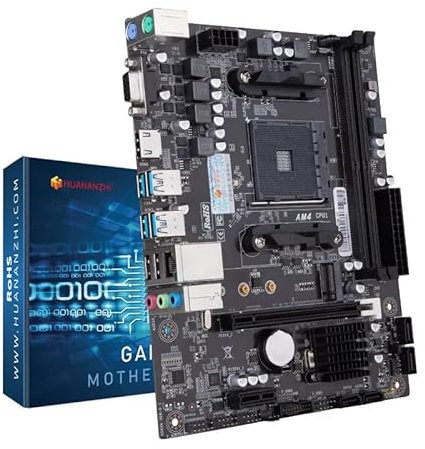 Placa base para juegos A520M-VH HUANANZHI AM4 con una conectividad excepcional, potente diseño de energía, puertos de expansión ricos (AMD Ryzen AM4/2*DDR4/PCIe 3.0/USB3.2/64GB/4*SATA 3.0/M.2)