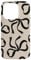 iPhone 14 Pro Cute Coquette Aesthetic Black Bows on Cream Beige Ribbons Case