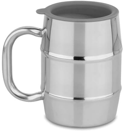 GARUET Beer Mug – Premium Stainless Steel Big Grip Beer Stein/Coffee Cup with Bonus Lid – 500 ml Double Wall Vacuum Insulation