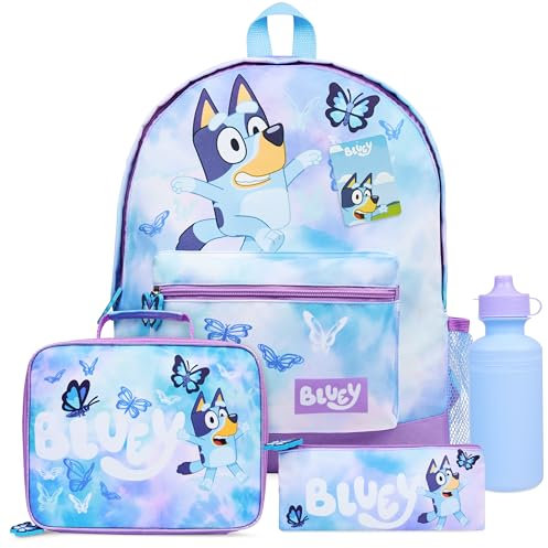 BlueY Sac a Dos Enfant avec Trousse Kawaii Sac à Lunch ou Piscine Ensemble 4 Pièces Fournitures Scolaires Enfant Creche École Voyage Papillon