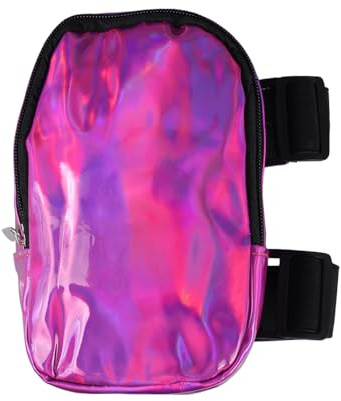 Holografische Oberschenkeltasche, wasserdichte Beintasche aus PU mit Oberschenkelgurt, Schillernde Handytasche für Outdoor Wandern, Radfahren, Joggen, Reisen