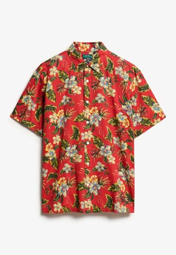 Superdry Herren Hemd mit Hawaii-Print Botanisch Rot XXXL