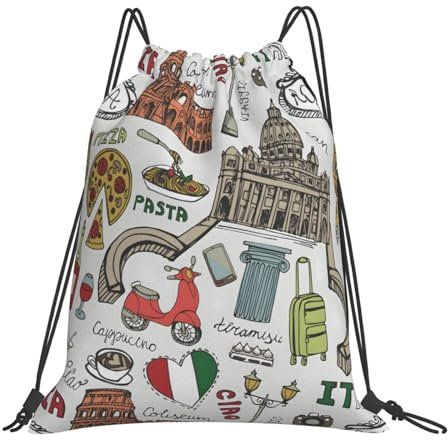 Italienische Kunst Rom Gym Bag Mit Kordelzug Kordelzug Tasche Komfortabel Tunnelzug Gymsack Für Schule Reise Strand