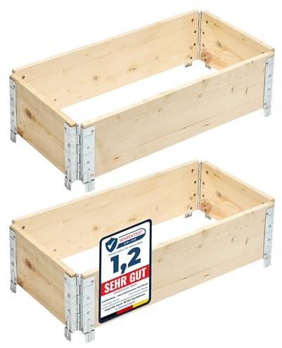 Garronda Jardinera Elevada de Madera Natural 80x40x20 cm – Huerto Urbano Modular para Jardín y Terraza, Apilable y Plegable, Ideal para Plantas, Flores, Hierbas, Frutas y Verduras, GD-0141, 2 pzs