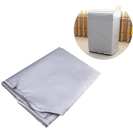 SHINEOFI Funda para Lavadora Automática Protector Solar y Antipolvo Oxford Plateado Tamaño Grande Resistente al Agua para Lavadora de Carga Superior