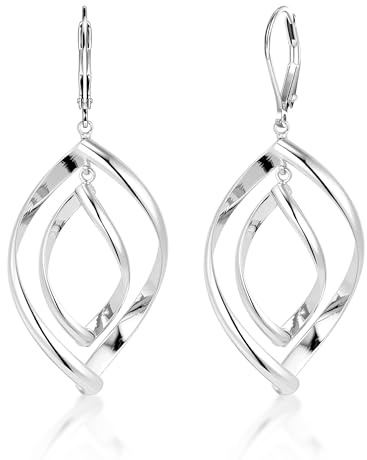 Gold/Silber 925 Hängend Ohrringe Damen Durchbroche Geometrische Ohrring | ALEXCRAFT Gold/Silber 925 Hängen Ohrringe Damen Durchbroche Geometrische Anhänger Hängendohrring Hypoallergen Ohrring Schmuck