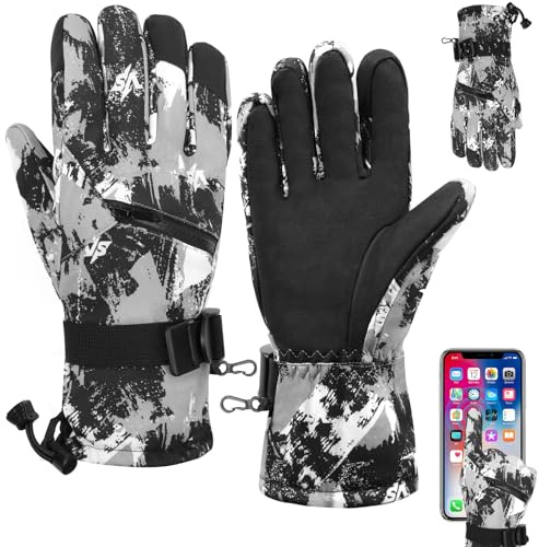 Adiwo Winterhandschuhe Herren Damen, Warme Touchscreen wasserdichte Handschuhe, Thinsulate Fahrradhandschuhe Skihandschuhe, Regenhandschuhe Motorrad Fahrrad, Winddichte Atmungsaktive, Camouflage, M