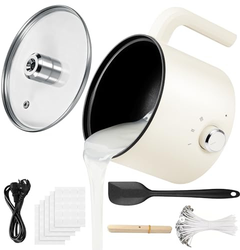Starvortex 1,8L Sciogli Cera Elettrico per Candele, Kit Candele Fai da Te | Kit con Beccuccio Versatore, Fonditore Elettrico, Stoppino, Adesivo per Stoppini, Centraggio, Cucchiaio per Mescolare
