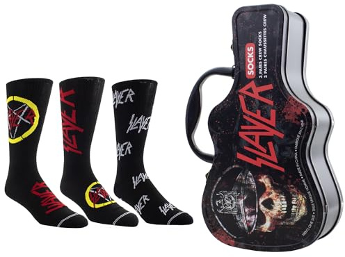 PERRI'S SOCKS - Licensed Guitar Tins with 3 Pairs of Socks, Black,red,white, 7-12