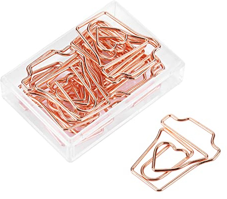 Paper Clips Bookmark Clips Card Clip Rose Gold Metal Electroplating Unique Shape Design Multi Purpose Office School Stationery Supplies Gift Idea 12Pcs Box