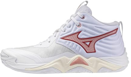 Mizuno Wave Momentum Elite Mid Volleyballschuhe Mid-Top, Weiß und Rot, mit Enerzy Dämpfung