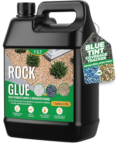 YKF Gravel Glue & Stone Binder, 3.8L Clear Rock Adhesive for Pea Gravel, Pebbles, Garden Paths and Landscaping Borders, Ready to Use Outdoor Stabiliser