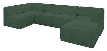ALTDECOR Ecksofa in U-Form Corner Sofa Bett Eckcouch Couch L-Form Wohnlandschaft Cauchsofa MOVO 345x180x78 Grün