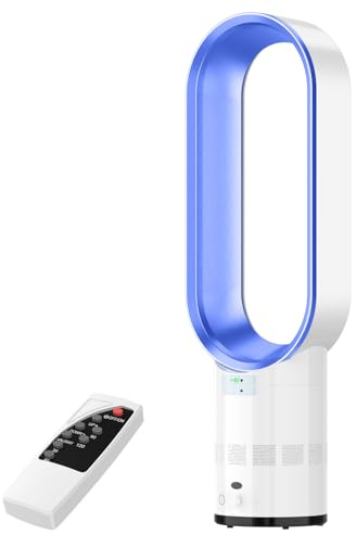 Bladeless Tower Fan for Bedroom,Bladeless Fan with Air Purifier,Cooling Fan with Remote,Touch,Timer, HEPA Filter,Oscillating 10 Speeds,90° Oscillation,Ultra-Quiet Floor Fan for Home Office (Blue-A)