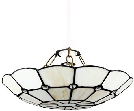Tiffany Style White Stained Glass Cortez Jewel Ceiling Pendant Light Shade