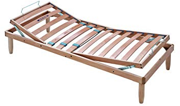 Evergreenweb - Rete Singola 80x190 a Doghe in Legno Naturale Faggio Alzata Manuale ALZA Testa e Piedi Pieghevole Ortopedica Base Letto o Materasso con Regolatori Rigidità 4 Gambe Smontabili, Offerta
