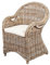 LEBENSwohnART Rattan-Sessel Charlotte Antique Grey mit Sitzkissen Stuhl Armlehnstuhl Rattan