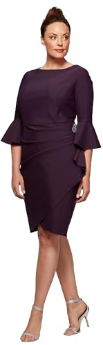 Alex Damen Kurzes Schlankheits-etuikleid in Übergröße mit Glockenärmeln Kleid für besondere Anlässe (1er Pack)