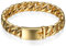 JewelryWe Panzerkette Armband Herren Gold: 12mm Breit Edelstahl Hochglanz Poliert Groß Schwer Kubanische Kette Armkette Panzerarmband Schmuck Geschenk für Männer Freund Vater