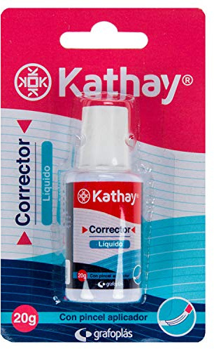 Kathay - Corrector Líquido con Pincel Aplicador, 20 Gramos, Perfecto para Corregir Escritura de Boligrafos