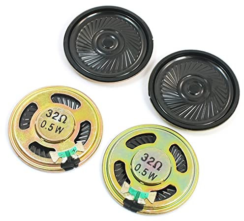 PATIKIL 32 Ohm 0.5W Music Player 40mm Dia Rotondo Magnete Sigillato Rotondo Metallo Mini Altoparlante Altoparlante 4pz