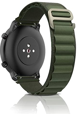 ZoRoll 22mm Armband für Amazfit Bip 6/Bip 5/GTR 4/GTR 3 Pro/GTR 3/GTR 2e/GTR 2, Nylon G-Haken Einstellbar Ersatzarmband für Amazfit Cheetah/Cheetah Pro/GTR 47mm/GTR 2 eSIM/Garmin Venu 3 - Grün