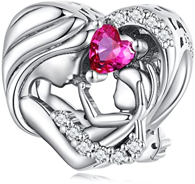 Mutter und Tochter Charme,Damenschmuck,Charm-Anhänger,in 925 Sterling Silber mit 5A Zirkonia,Kompatibel mit Pandora Armbänder