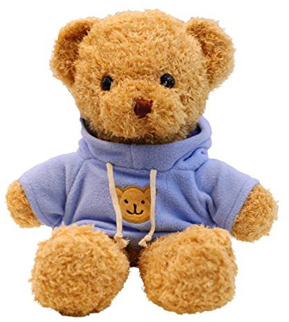 TROYSINC Teddybär Weiches Fell Teddybär mit Kapuze Tatzendruck Plüschtier Kuscheltier Stofftier Geschenk (Blue,50cm)
